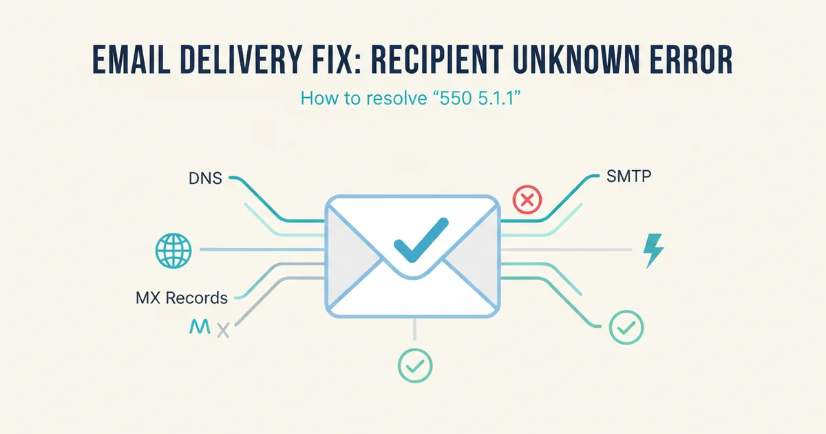 How to fix `550 5.1.1 Recipient address rejected: User unknown` error — illustration